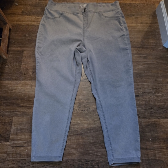 Gray Stone Washed Denim Jeans Size 2X 20 22 Wide Elastic Waist Pants Stretchable - Picture 1 of 6